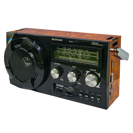 วิทยุทรานซิสเตอร์บลูทูธ FM/AM  SONAR รุ่น SP-202 สีน้ำตาลลายไม้_0